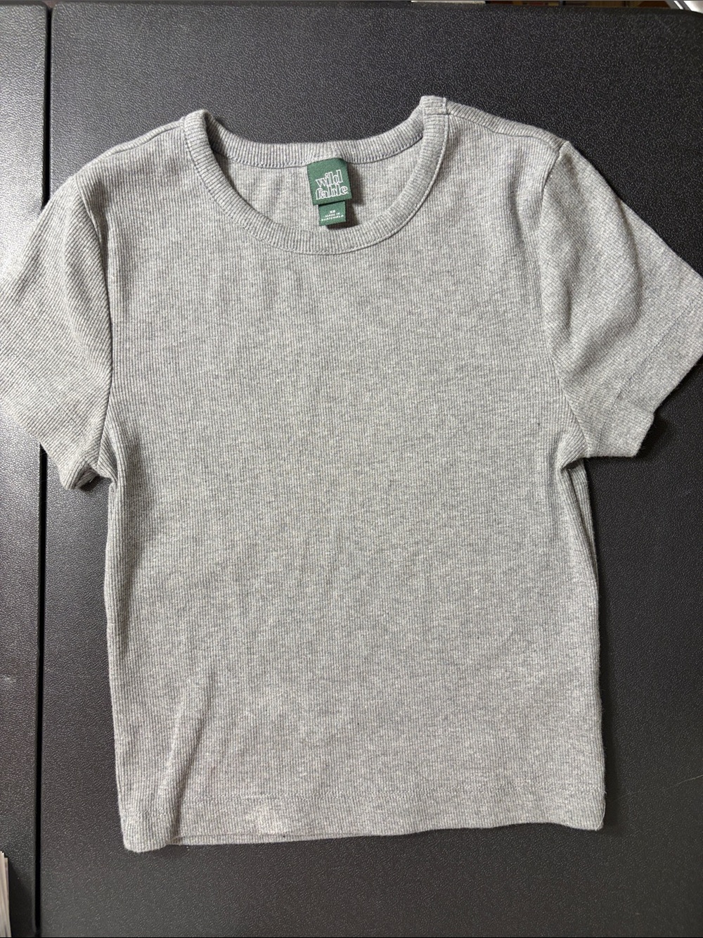 Wild fable Gray Ribbed Short Sleeve Tee